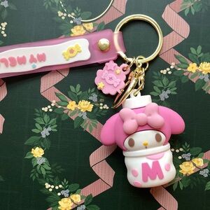 My Melody as strawberry milk Keychain